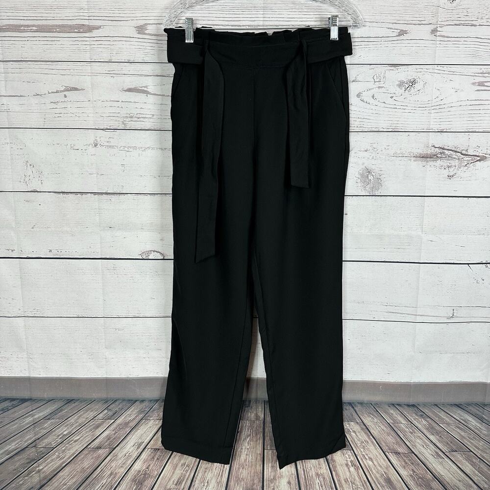 Current Air Pants Womens Medium Black Pull on‎ Belted Loose Leg Office